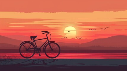 Obraz premium Bicycle, two wheels, SVG, ride into the sunset