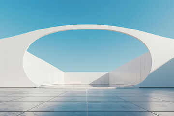 Fototapeta premium Concrete outdoor square building,Empty architectural background.