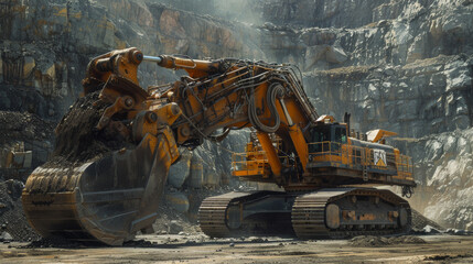 Fototapeta premium Large Excavator at Open-Pit Mine
