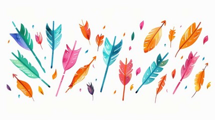 Vibrant set of arrows icons in various colors. Perfect for designs needing dynamic and eyecatching elements.