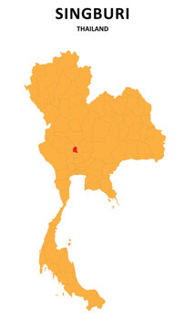 Singburi Map is highlighted on the Thailand map with detailed State and region outlines.