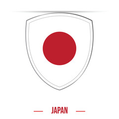 Japan Flag. National flag of Japan shield shape isolated on a white background isolated vector illustration for national day celebration on 11 February.