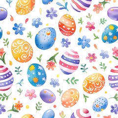 easter eggs seamless pattern,Seamless pattern with easter eggs cartoon style vector,
