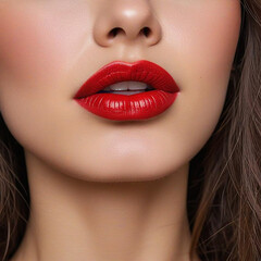 Fototapeta premium a woman with red lipstick and a red lip