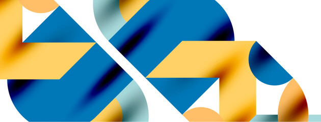 Metal color circles with shadows and other geometric elements composition for wallpaper, banner, background or landing