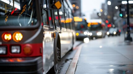Bustling bus stop with multiple buses arriving and departing, commuters in action, urban transit vibes, lively and energetic scene