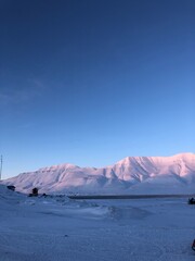 Svalbard mountains in sunset