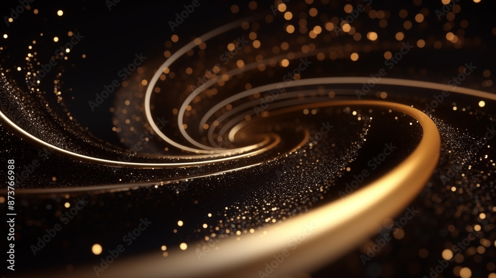 Wall mural golden abstract background with bokeh defocused lights.