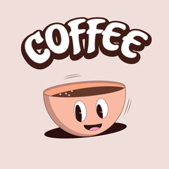 coffee cup groovy. vector illustration