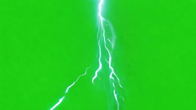 lightning in the sky,Extreme lightning bolt, on green screen.