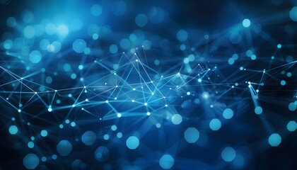 Abstract connected dots on bright blue background Technology concept
