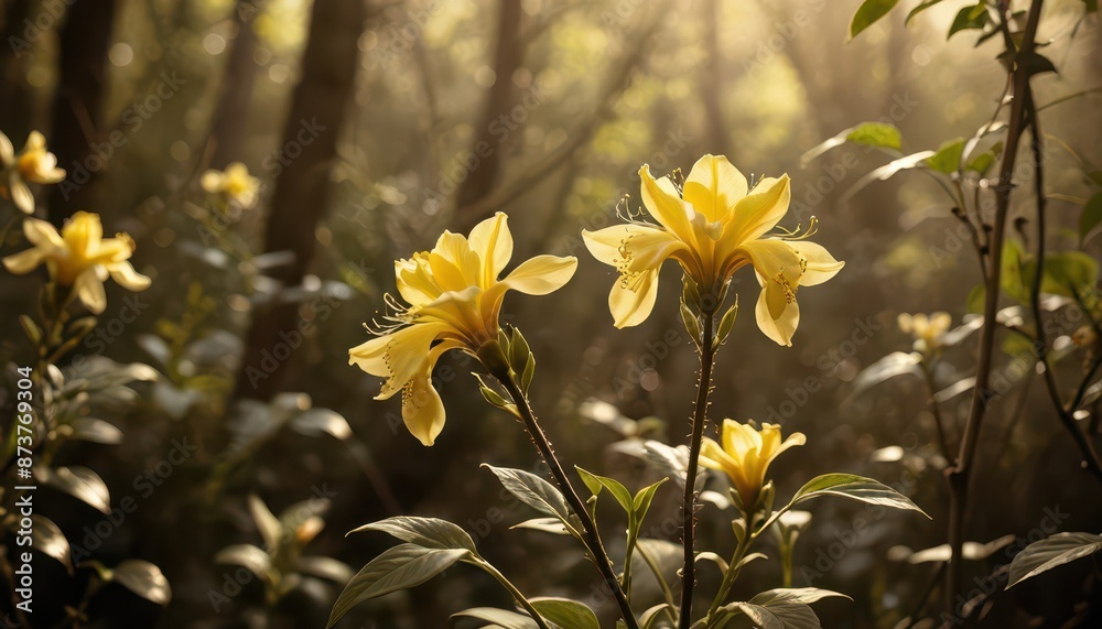 Canvas Prints yellow flower in the forest.