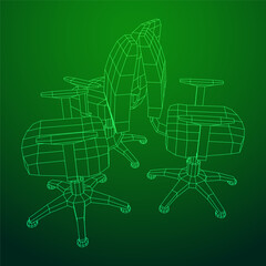 Office chair. Furniture for office Interior. Wireframe low poly mesh vector illustration.