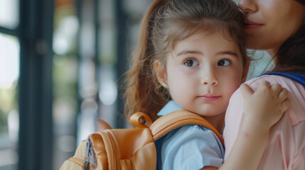 Back to School: Mother and Child Getting Ready
