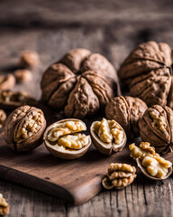 Obraz premium walnut, close-up, nut, autumn, fall, seasonal, harvest, food, healthy, nutritious, ingredient, natural, organic, nutty, closeup, macro, detail, texture, brown, shell, healthy eating, autumnal, autumn 