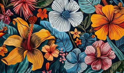 Vibrant Tropical Floral Pattern