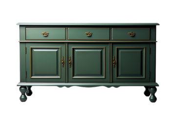 Elegant Green Credenza Sideboard isolated on transparent background