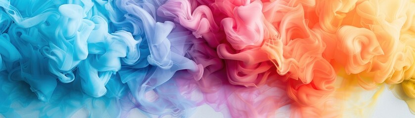 Obraz premium Vibrant abstract art with colorful clouds of dye blending in water, creating a mesmerizing gradient effect. Perfect for creative and artistic projects.