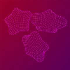 Rating stars icon for review product. Wireframe low poly mesh vector illustration