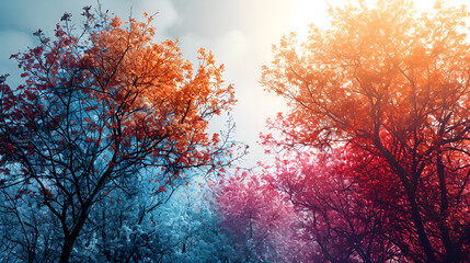 a group of trees that are standing in the forest