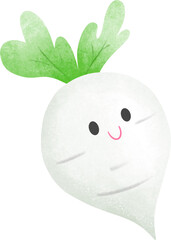 white radish Adorable Cartoon Vegetable Character