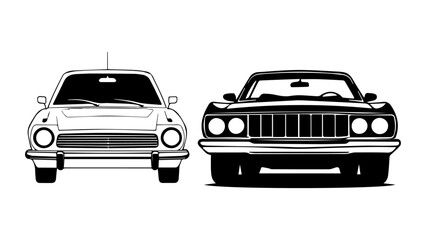 simple car vector illustration, very simple old car shape from front in vector