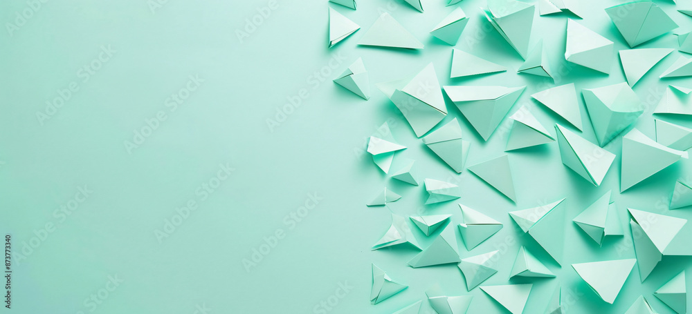 Fototapete photo of a minimalist mint green background with geometric shapes for design or text space. web bann