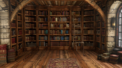 Rustic Library Retreat,bookshelf, study, Libray