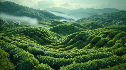 Aerial View of Hilltop Tea Plantation