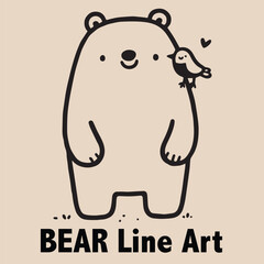 Bear line art vector Illustration