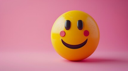 Fototapeta premium Happy Yellow Smiley Face on Vibrant Pink Background