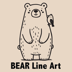 Bear line art vector Illustration