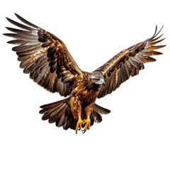 Obraz premium Golden eagle flying isolated on transparent background