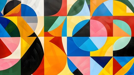 Fototapeta premium Vibrant Geometric Abstract Composition with Sharp Angles and Smooth Curves