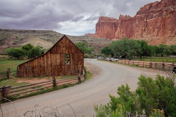 Old barn and ranch in Capitol Reef National Park, Teasdale, Utah, United States of America.