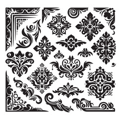 Corner Border Collection Elements Icons Set Vector