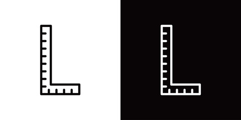 シンプルな直角定規のラインアイコン