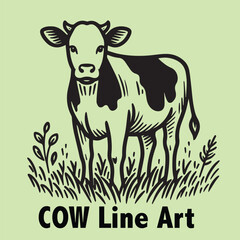 Cow line art vector Illustration
