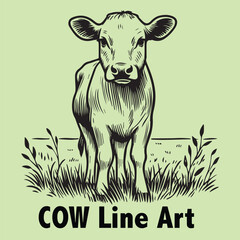 Cow line art vector Illustration