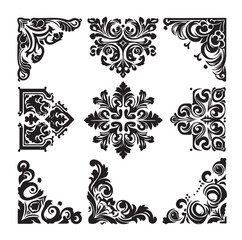 Corner Border Collection Elements Icons Set Vector