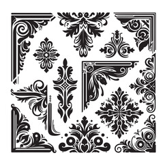 Corner Border Collection Elements Icons Set Vector