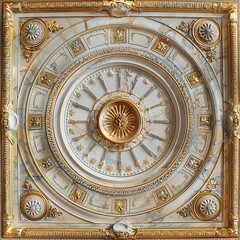 Obraz premium Baroque, Barocco Ornate Marble Ceiling Non-Linear Reformation Design with Intricate Accents Depicting Classic Elegance and Architectural Beauty