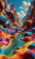 Abstract Colorful Canyon Landscape.