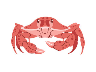Hand drawn cartoon cute crab. Vector illustration of sea animal in doodle style. Suitable for decoration, sticker design