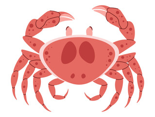 Hand drawn cartoon cute crab. Vector illustration of sea animal in doodle style. Suitable for decoration, sticker design