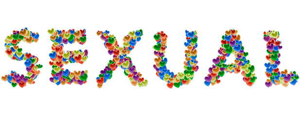 SEXUAL word text PNG transparent made of colorful pride hearts isolated