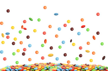 Colored Candy Falling into a Pile on transparent background PNG