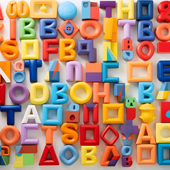 Exciting Mosaic of Bold and Colorful Alphabet Letters on a Crisp White Background