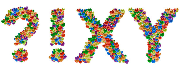 PIXY letters text PNG transparent made of colorful pride hearts isolated