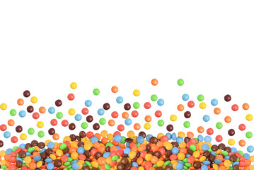 Colorful coated chocolate candies on transparent background PNG